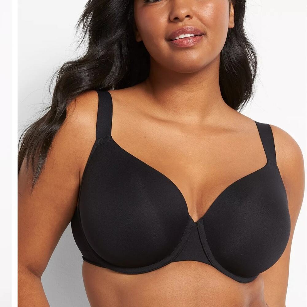Cacique Magic Wing Black Lightly Lined Full Coverage Underwire Bra 38DDD New